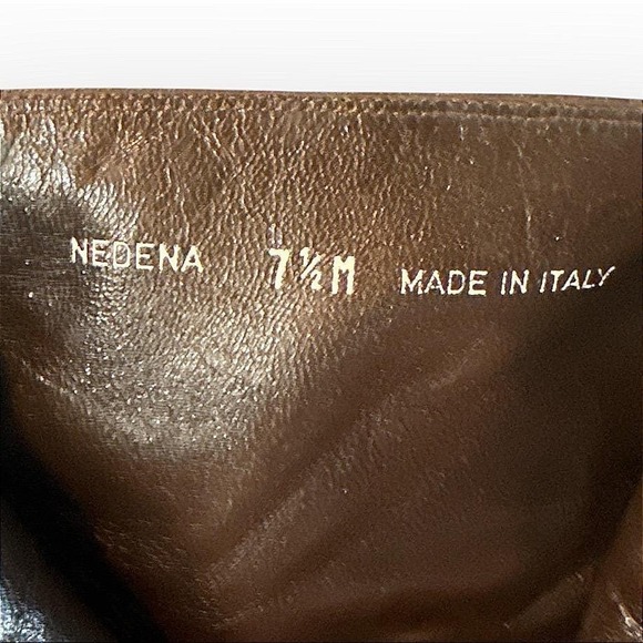 Bally Vintage Brown Leather Square Toe Block Heel Ankle Boots Women's 7.5 M - Picture 7 of 7